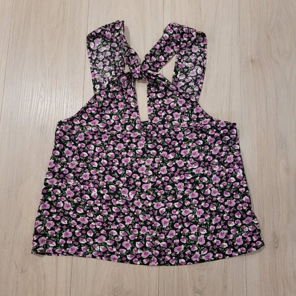 ZARA | Floral Halter Tank Top Blouse | Sz. XS - Picture 6 of 11